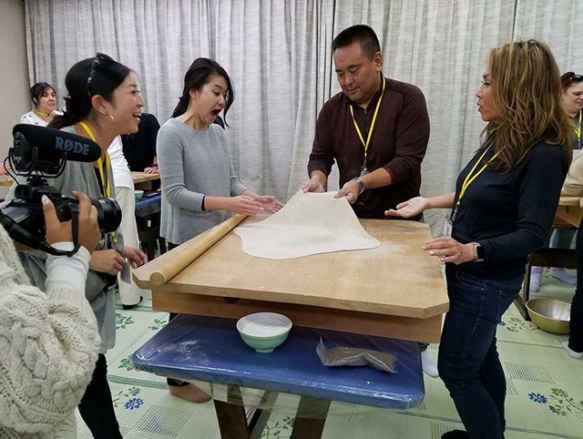 Soba noodle making experience on Sado Island, Japan.