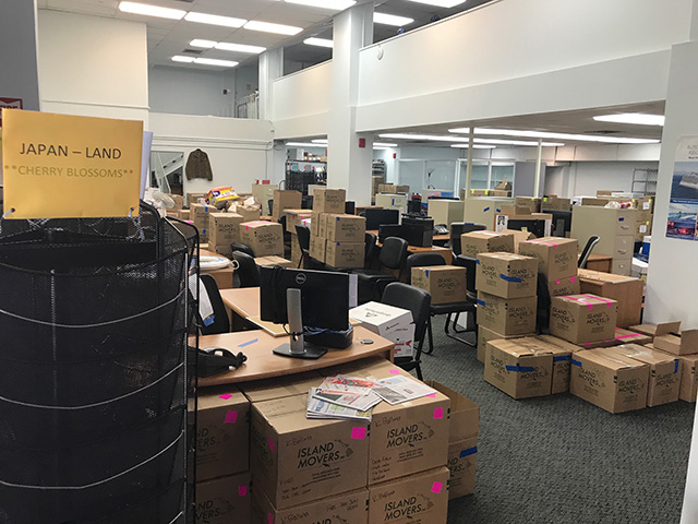 Boxes getting sorted.